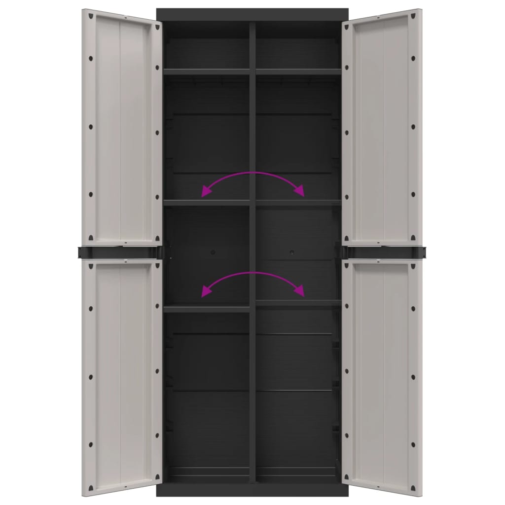 Tuinkast 65X37X65 Cm Polypropeen 65 x 37 x 165 cm (31 x 31 cm) Grijs en zwart