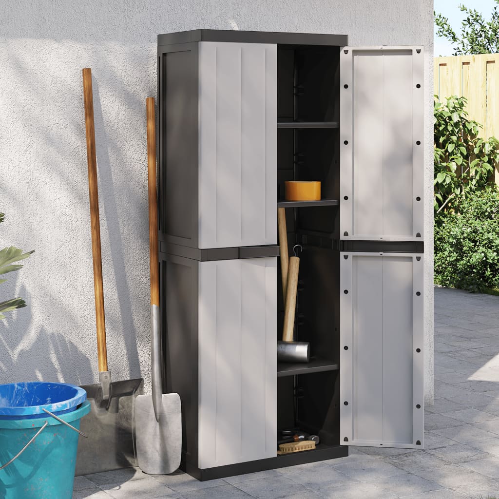 Tuinkast 65X37X65 Cm Polypropeen 65 x 37 x 165 cm (63 x 31 cm) Grijs en zwart
