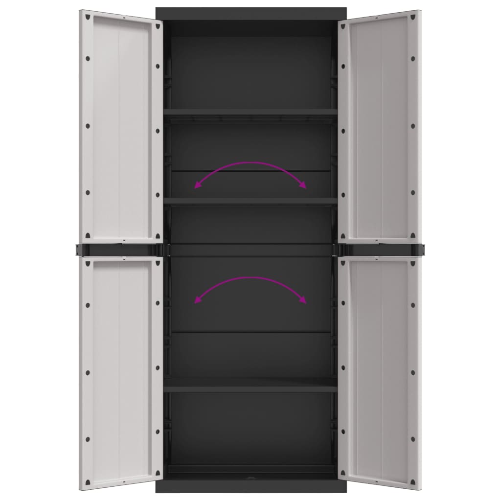 Tuinkast 65X37X65 Cm Polypropeen 65 x 37 x 165 cm (63 x 31 cm) Grijs en zwart