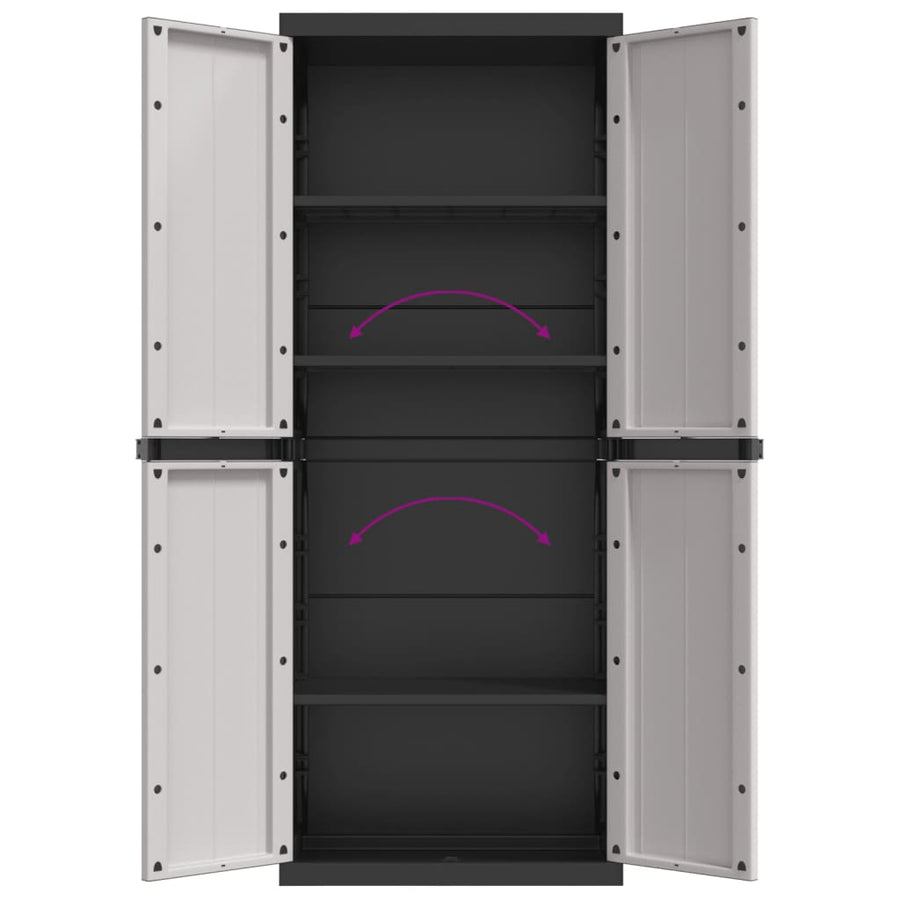 Tuinkast 65X37X65 Cm Polypropeen 65 x 37 x 165 cm (63 x 31 cm) Grijs en zwart