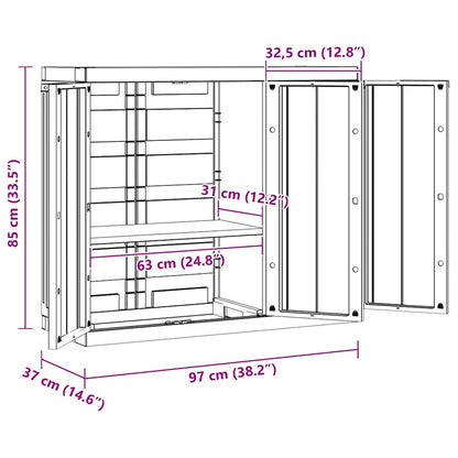 Tuinkast 97x37x85 cm polypropeen grijs en zwart