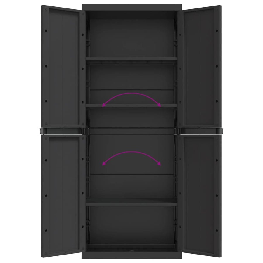 Tuinkast 65X37X65 Cm Polypropeen 65 x 37 x 165 cm (63 x 31 cm) Zwart