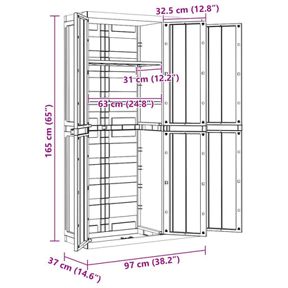 Tuinkast Polypropeen Zwart 97 x 37 x 165 cm