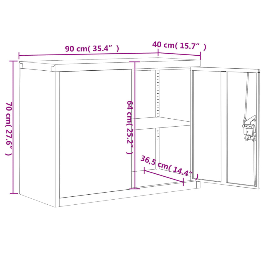 Archiefkast Staal 90 x 40 x 70 cm Lichtgrijs