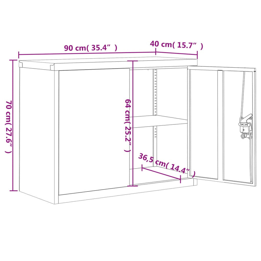 Archiefkast Staal Kleurig 90 x 40 x 70 cm Antraciet