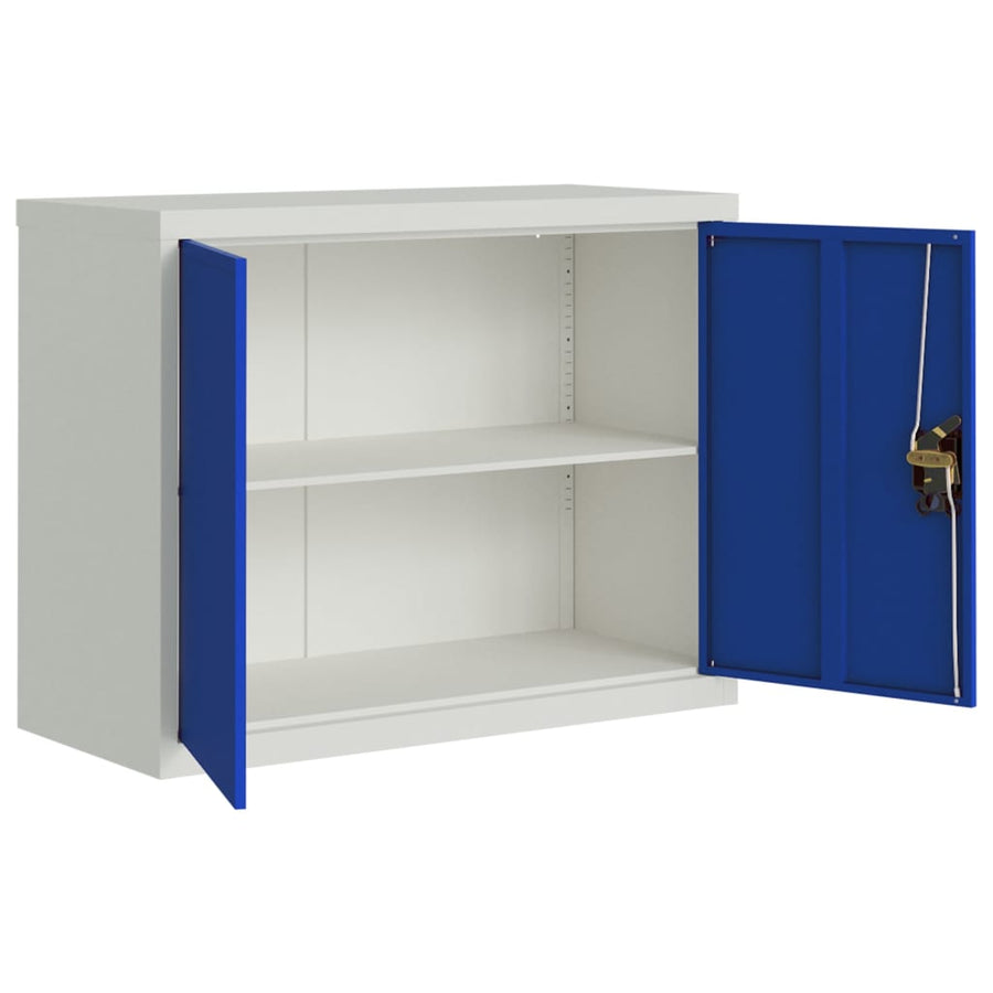 Archiefkast Staal 90 x 40 x 70 cm Lichtgrijs en blauw