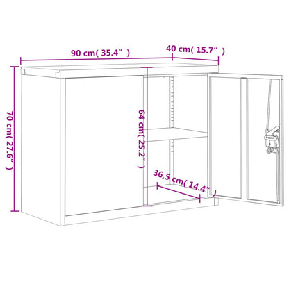 Archiefkast Staal 90 x 40 x 70 cm Lichtgrijs en blauw