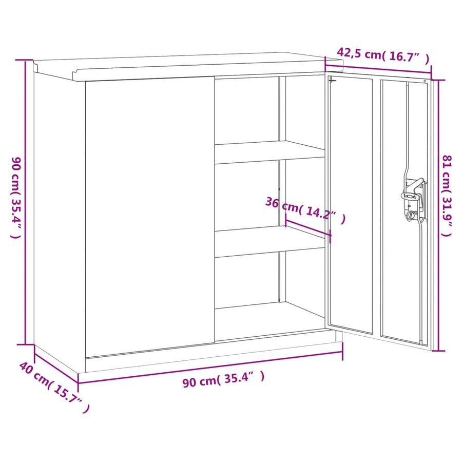 Archiefkast Staal Kleurig 90 x 40 x 90 cm Antraciet