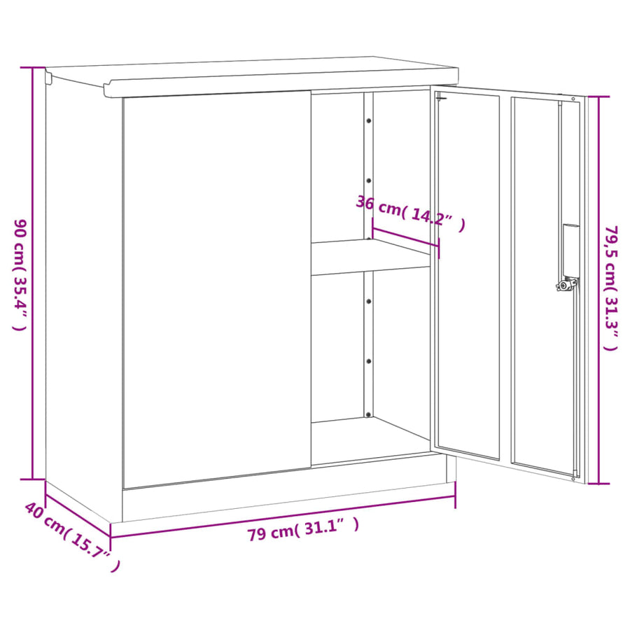 Archiefkast 79X40X90 Cm Staal Wit
