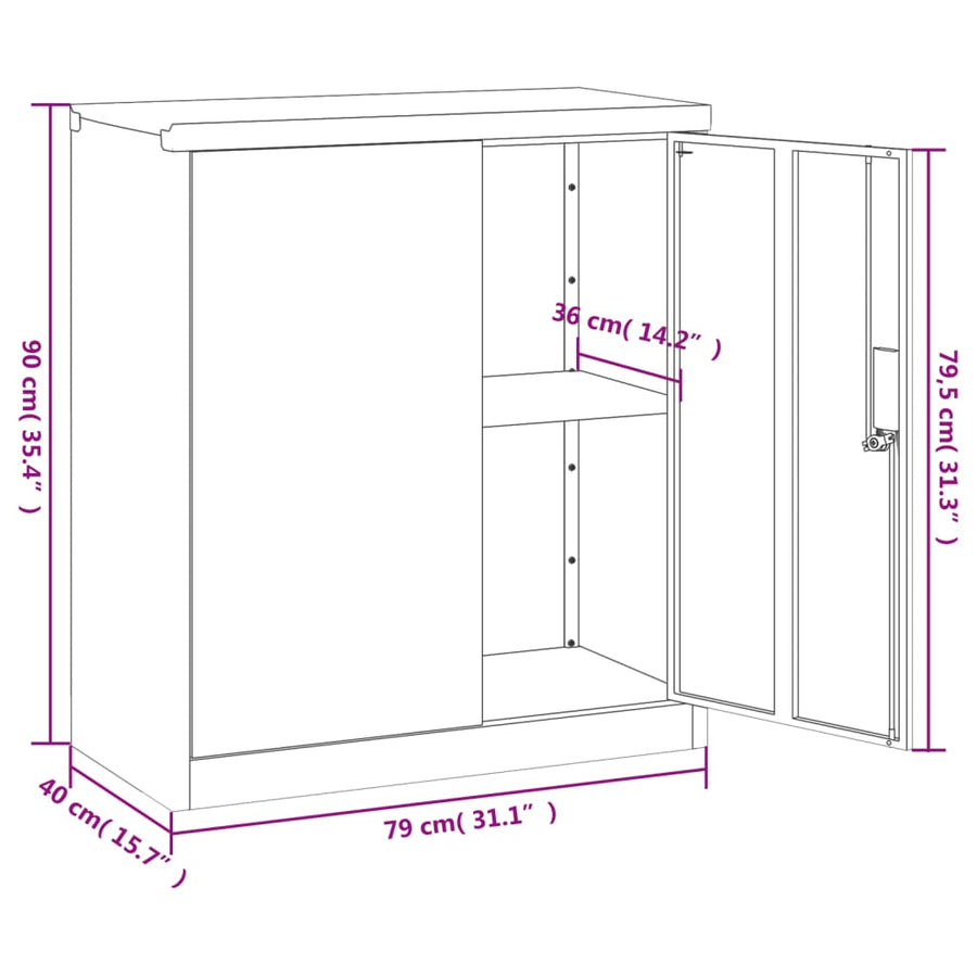 Archiefkast 79X40X90 Cm Staal Antracietkleurig