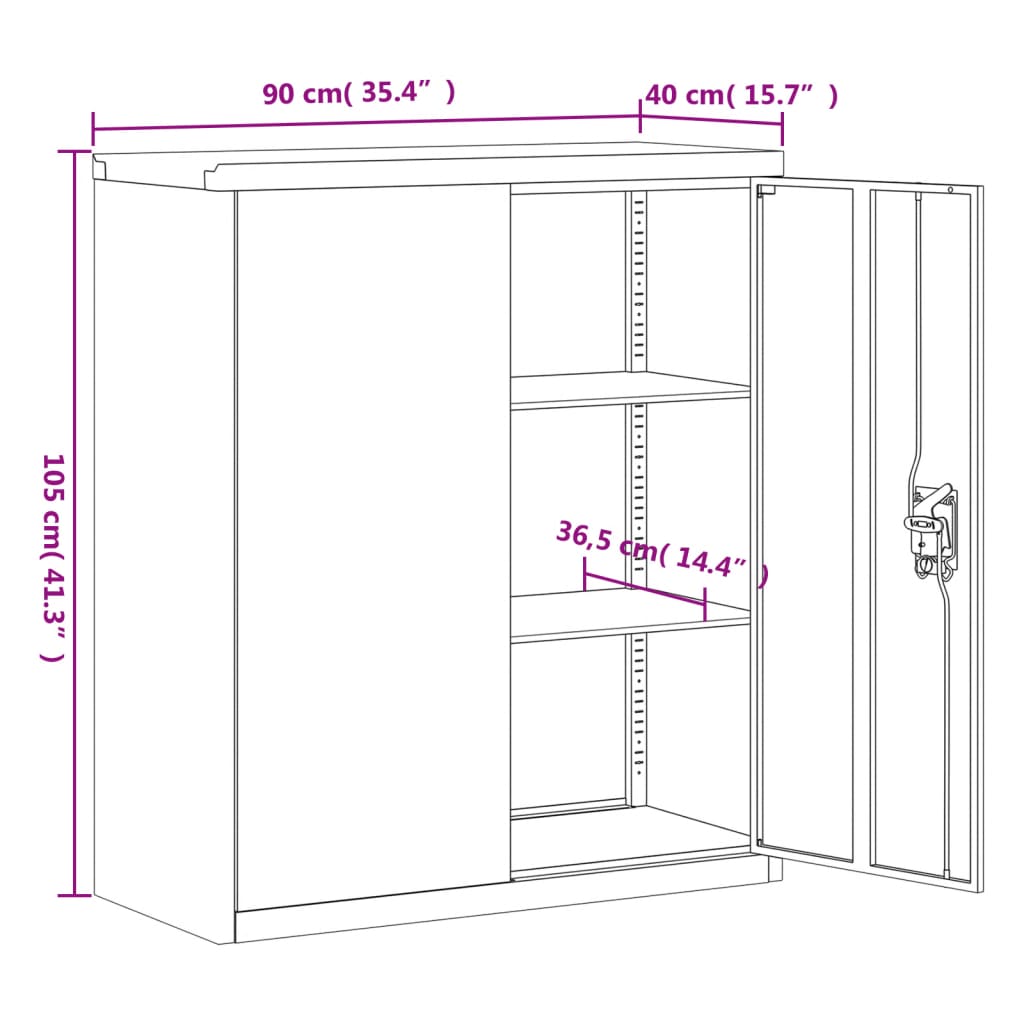 Archiefkast Staal 90 x 40 x 105 cm Wit