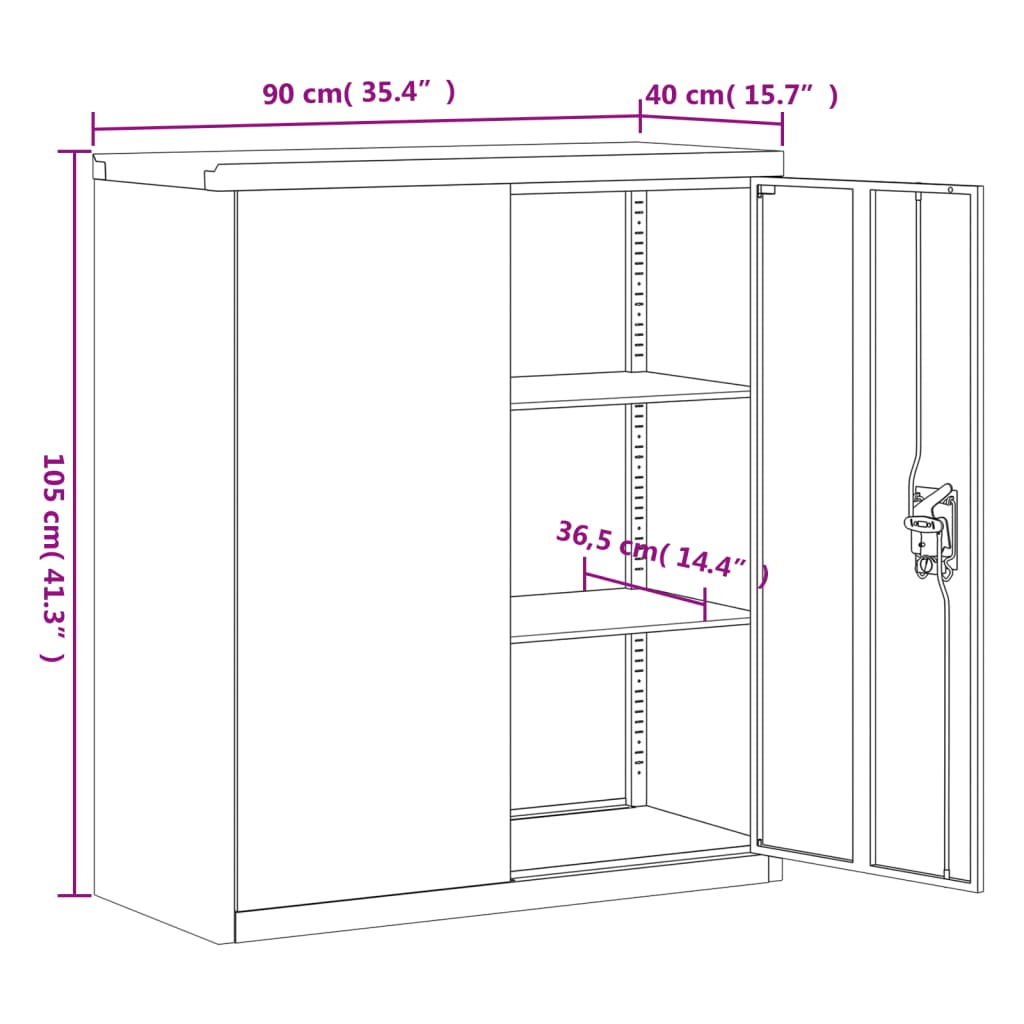 Archiefkast Staal 90 x 40 x 105 cm Zwart