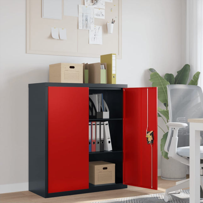 Archiefkast Staal Kleurig En 90 x 40 x 105 cm Antraciet en rood