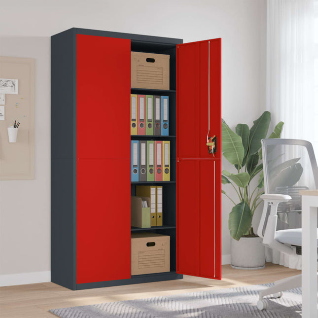 Archiefkast Staal Kleurig En 90 x 40 x 180 cm Antraciet en rood