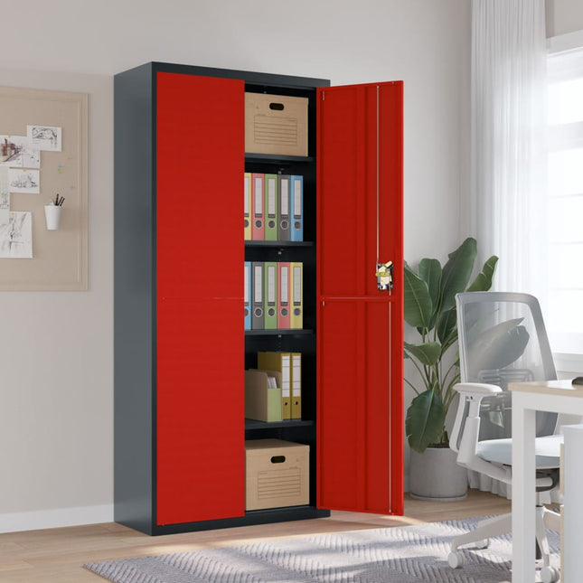 Archiefkast Staal Kleurig En 90 x 40 x 200 cm Antraciet en rood