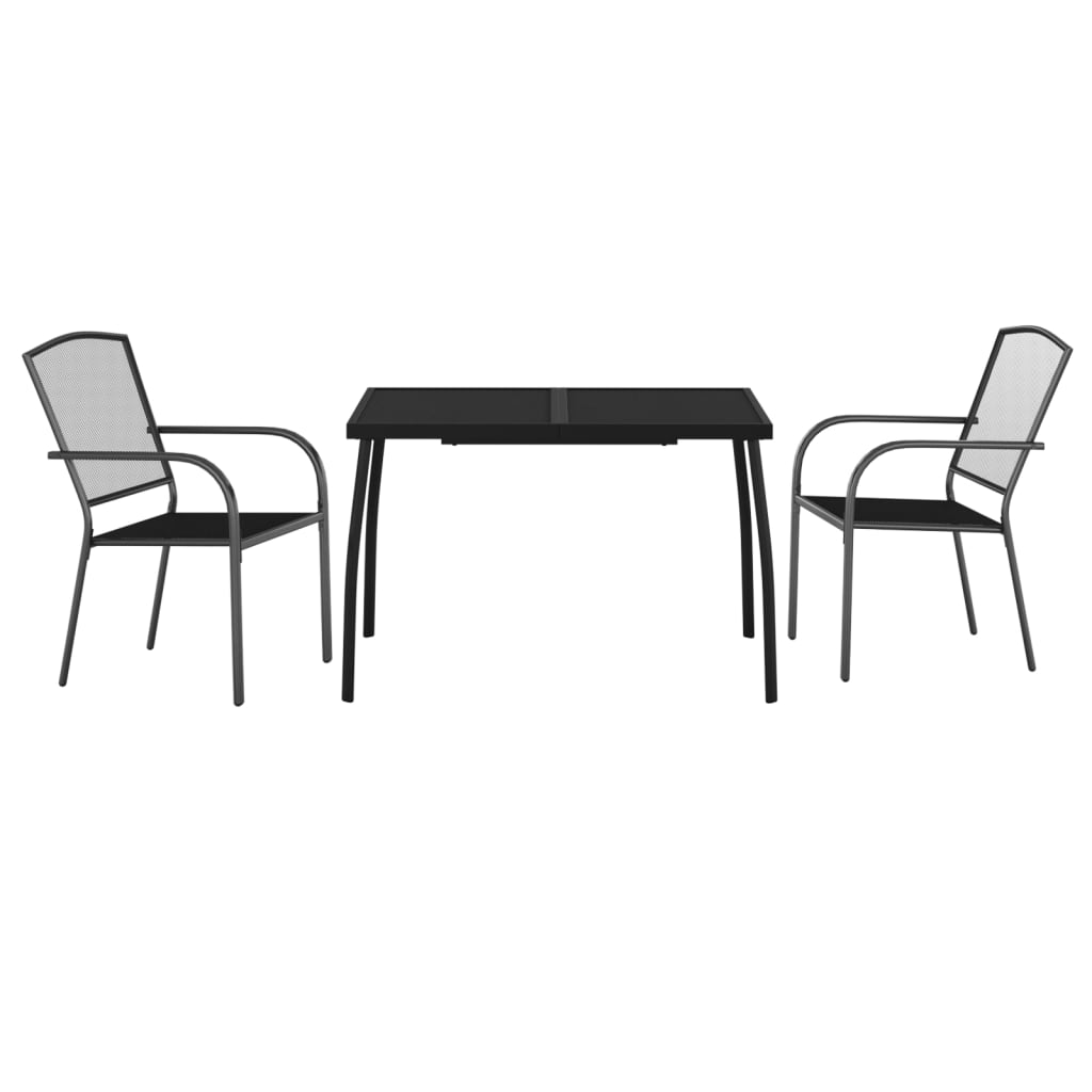 3-Delige Tuinset Staal Antracietkleurig 110 cm tafellengte