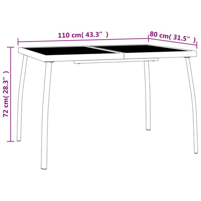 3-Delige Tuinset Staal Antracietkleurig 110 cm tafellengte