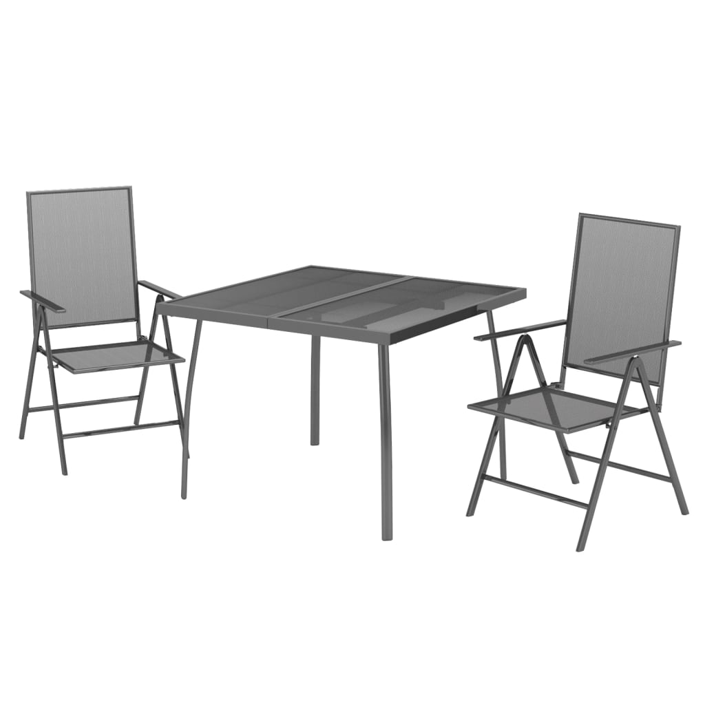 -Delige Tuinset Staal Antracietkleurig 3 100 cm tafellengte