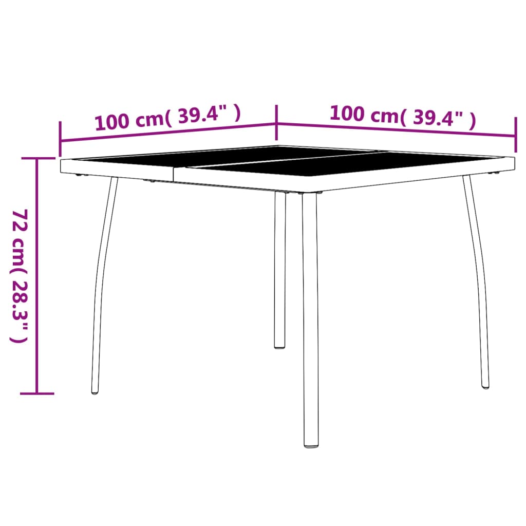 -Delige Tuinset Staal Antracietkleurig 3 100 cm tafellengte