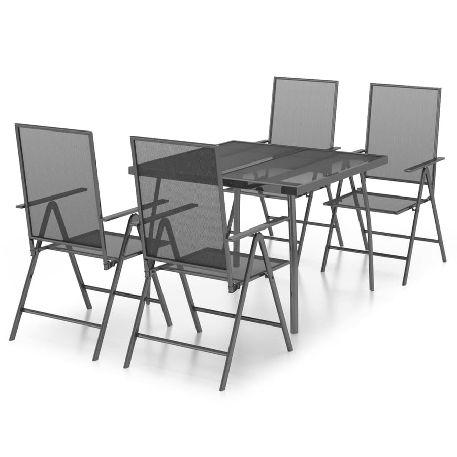 -Delige Tuinset Staal Antracietkleurig 5 100 cm tafellengte