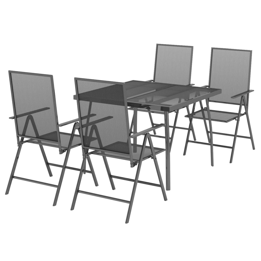 -Delige Tuinset Staal Antracietkleurig 5 100 cm tafellengte