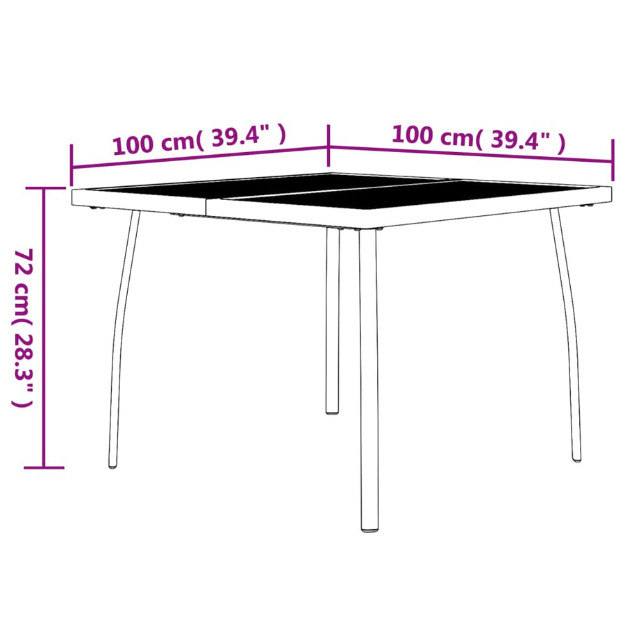 -Delige Tuinset Staal Antracietkleurig 5 100 cm tafellengte