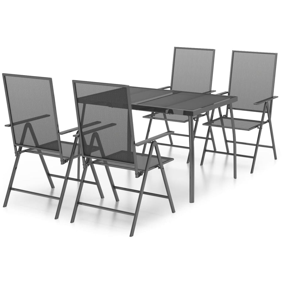 -Delige Tuinset Staal Antracietkleurig 5 110 cm tafellengte