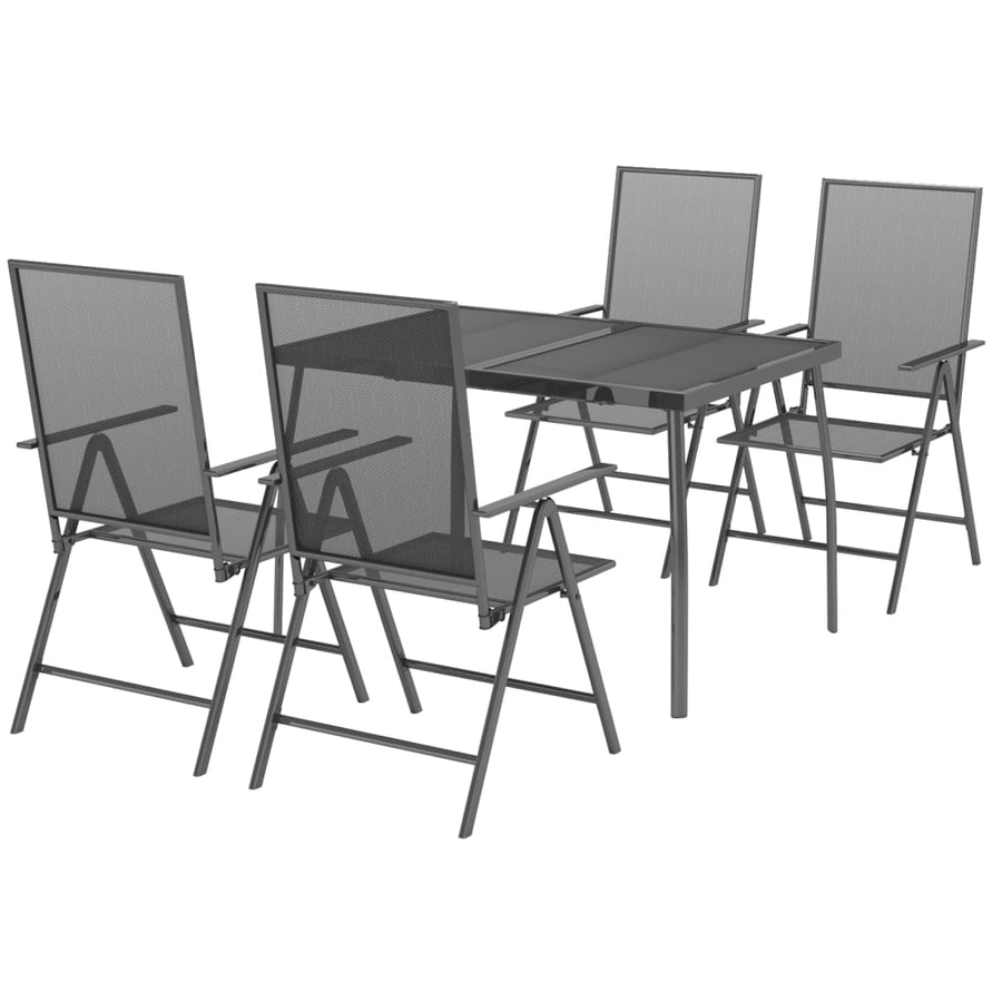 -Delige Tuinset Staal Antracietkleurig 5 110 cm tafellengte