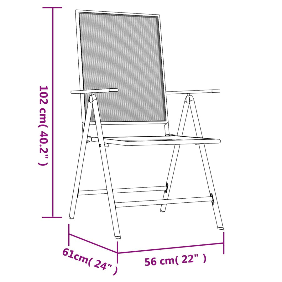 -Delige Tuinset Staal Antracietkleurig 3 110 cm tafellengte
