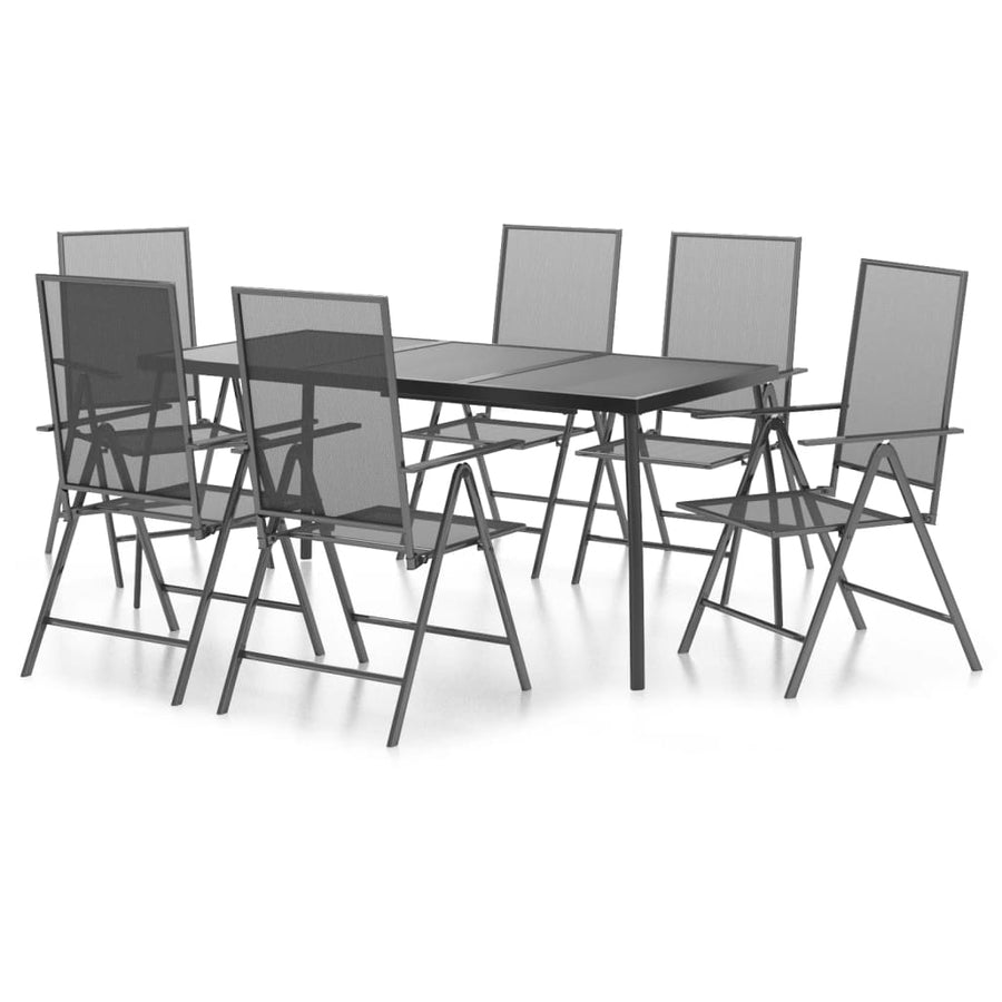 -Delige Tuinset Staal Antracietkleurig 7 Lengte tafel 165 cm