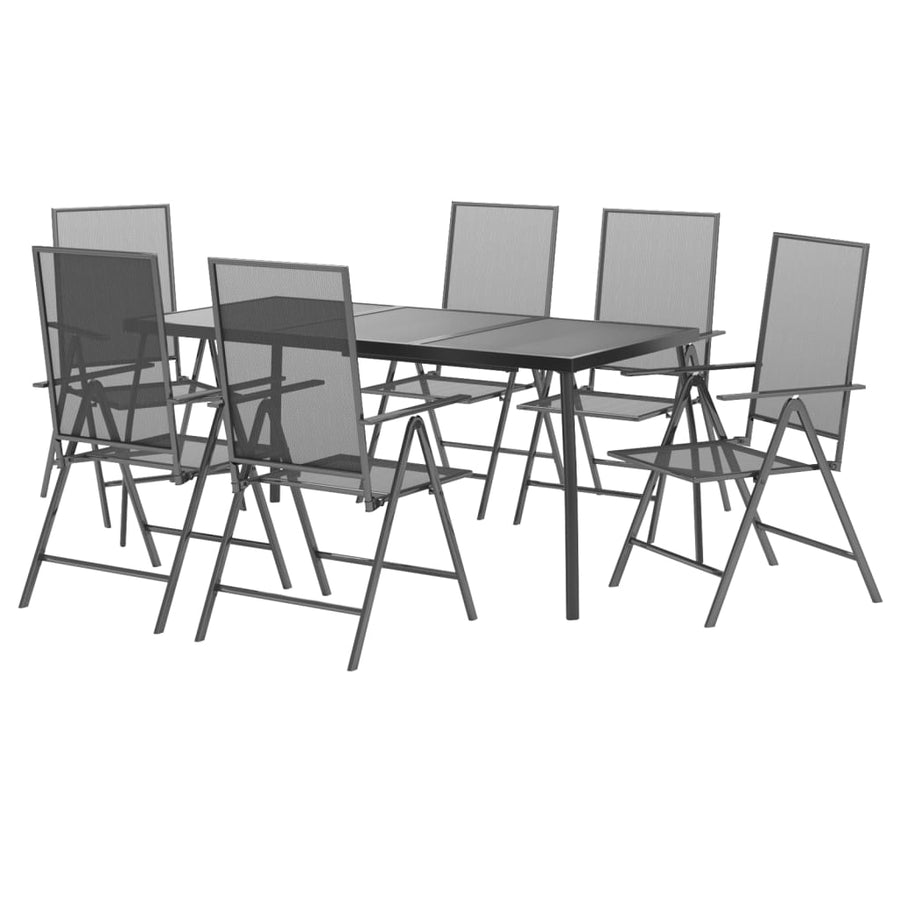 -Delige Tuinset Staal Antracietkleurig 7 Lengte tafel 165 cm
