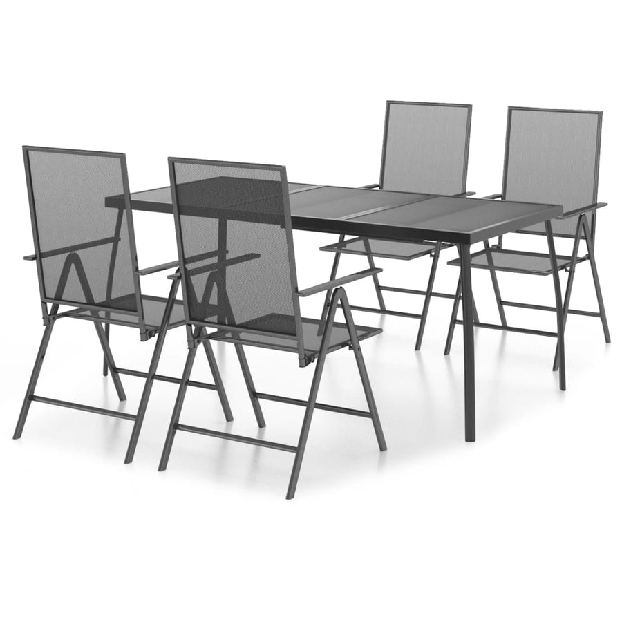 -Delige Tuinset Staal Antracietkleurig 5 Lengte tafel 165 cm