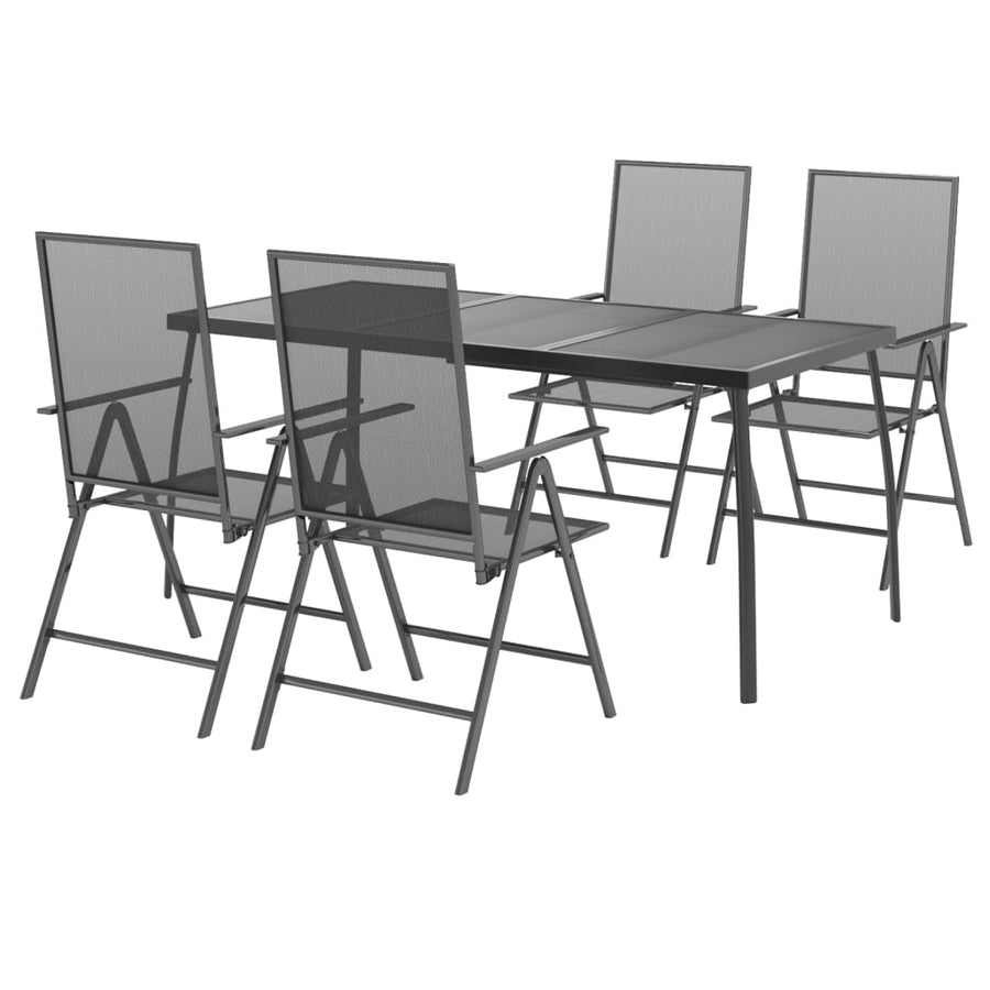 -Delige Tuinset Staal Antracietkleurig 5 Lengte tafel 165 cm