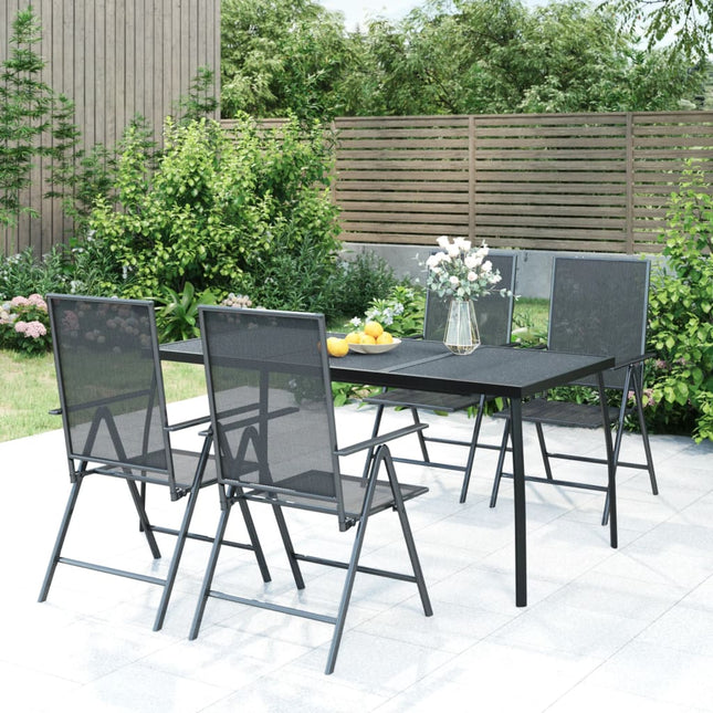 -Delige Tuinset Staal Antracietkleurig 5 Lengte tafel 165 cm