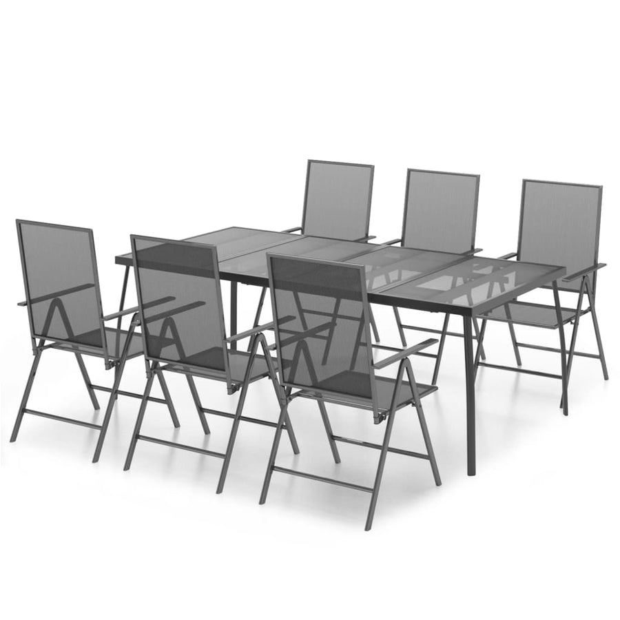 -Delige Tuinset Staal Antracietkleurig 7 200 cm tafellengte