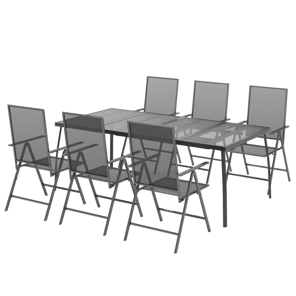 -Delige Tuinset Staal Antracietkleurig 7 200 cm tafellengte