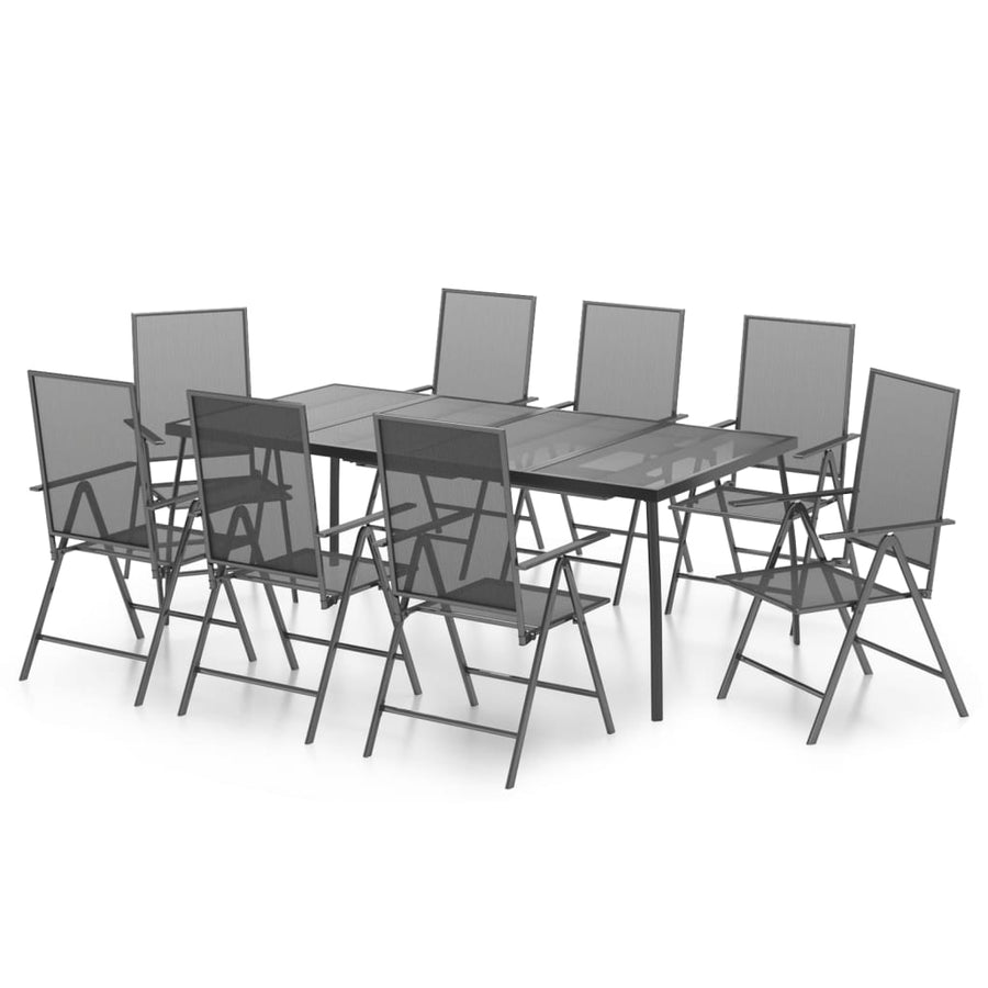 -Delige Tuinset Staal Antracietkleurig 9 200 cm tafellengte