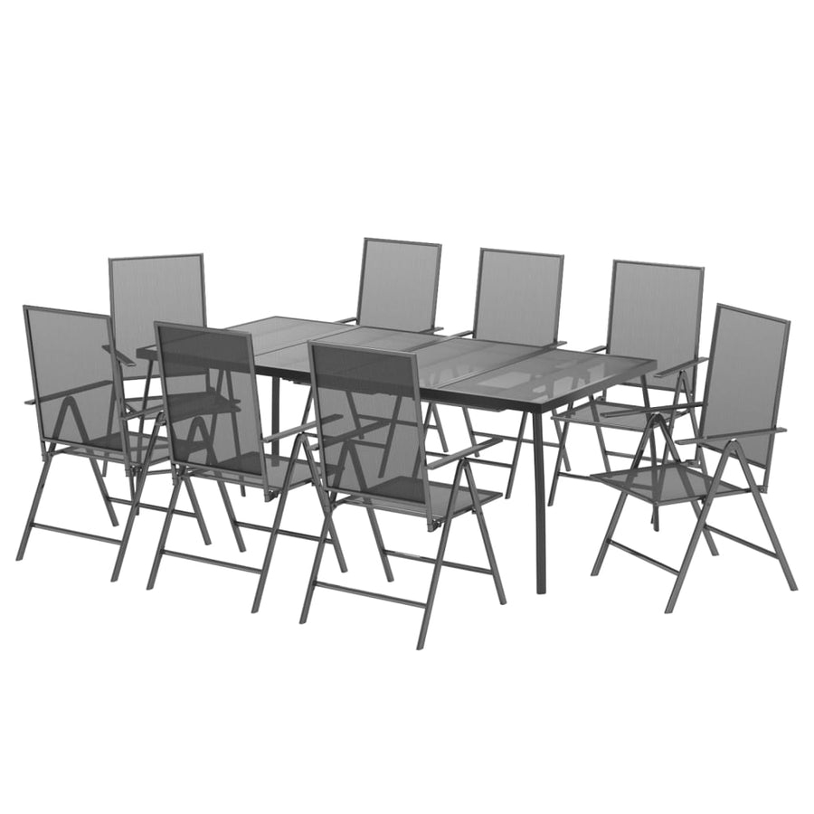 -Delige Tuinset Staal Antracietkleurig 9 200 cm tafellengte