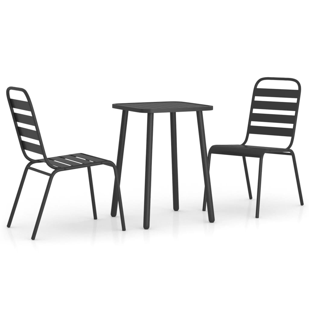 -Delige Tuinset Staal Antracietkleurig 3 Lengte tafel 50 cm