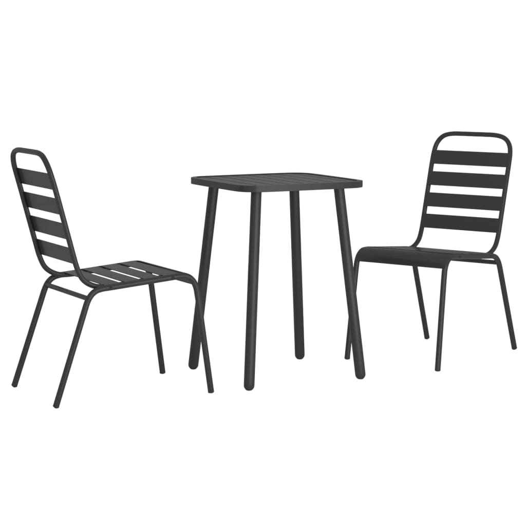 -Delige Tuinset Staal Antracietkleurig 3 Lengte tafel 50 cm