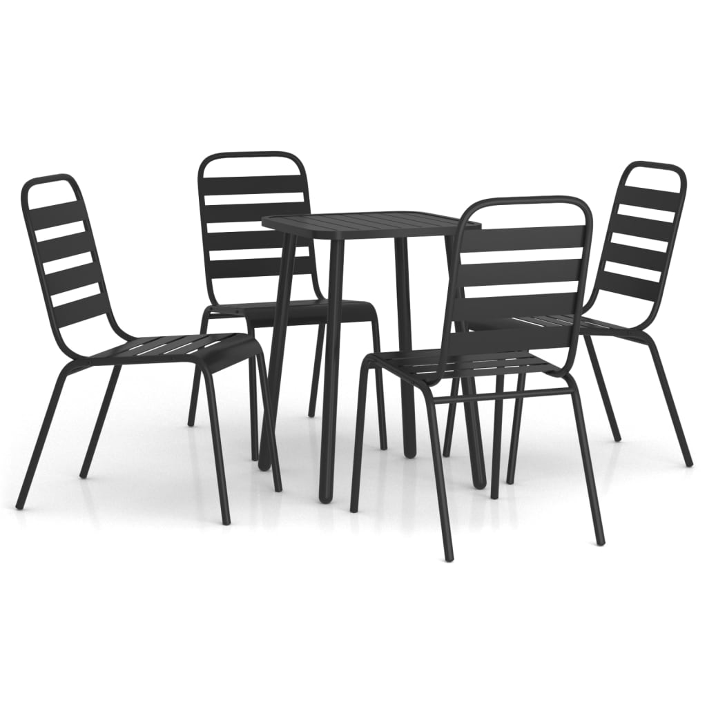 5-Delige Tuinset Staal Antracietkleurig Lengte tafel 50 cm