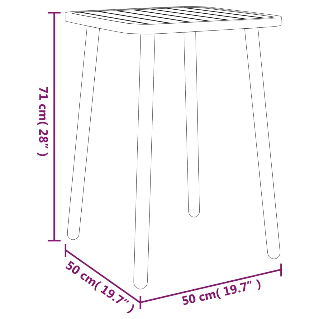 5-Delige Tuinset Staal Antracietkleurig Lengte tafel 50 cm
