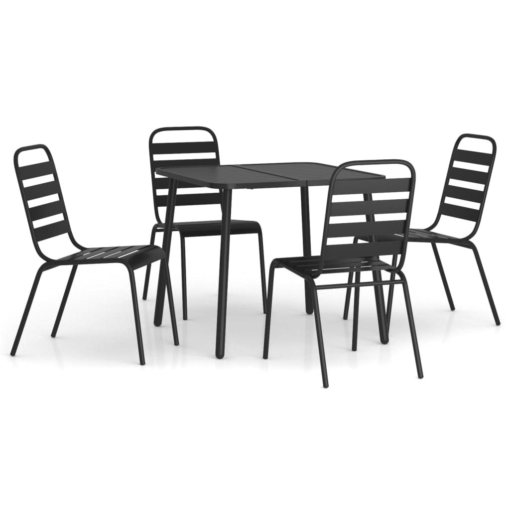 5-Delige Tuinset Staal Antracietkleurig 80 cm tafellengte