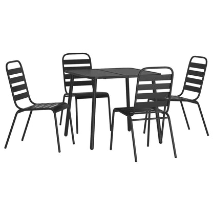 5-Delige Tuinset Staal Antracietkleurig 80 cm tafellengte