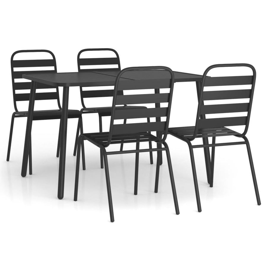 5-Delige Tuinset Staal Antracietkleurig 110 cm tafellengte