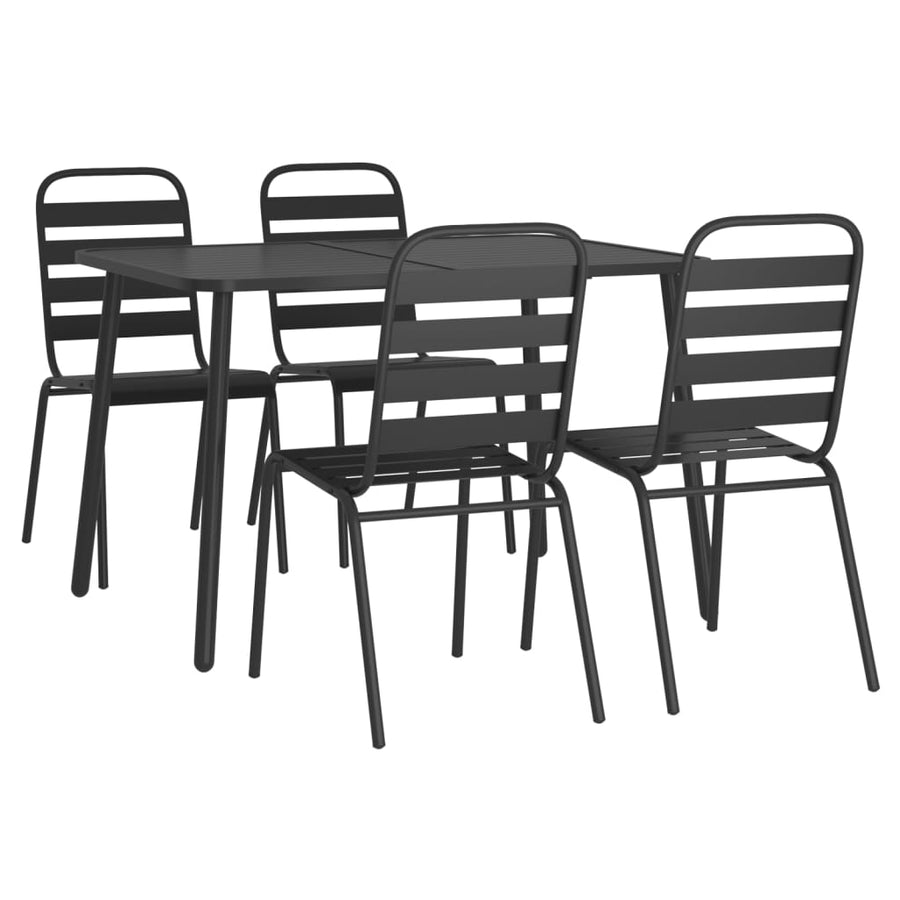 5-Delige Tuinset Staal Antracietkleurig 110 cm tafellengte