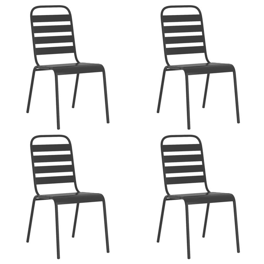 5-Delige Tuinset Staal Antracietkleurig 110 cm tafellengte