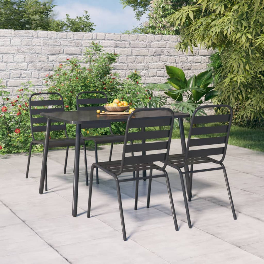 5-Delige Tuinset Staal Antracietkleurig 110 cm tafellengte