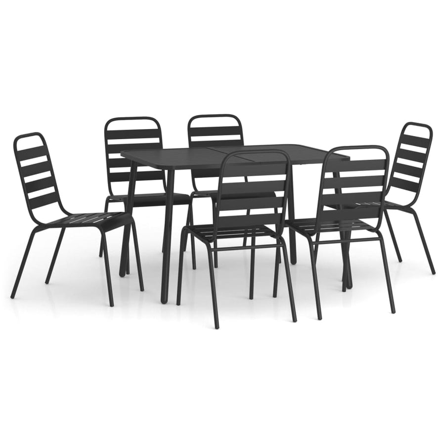 7-Delige Tuinset Staal Antracietkleurig 110 cm tafellengte