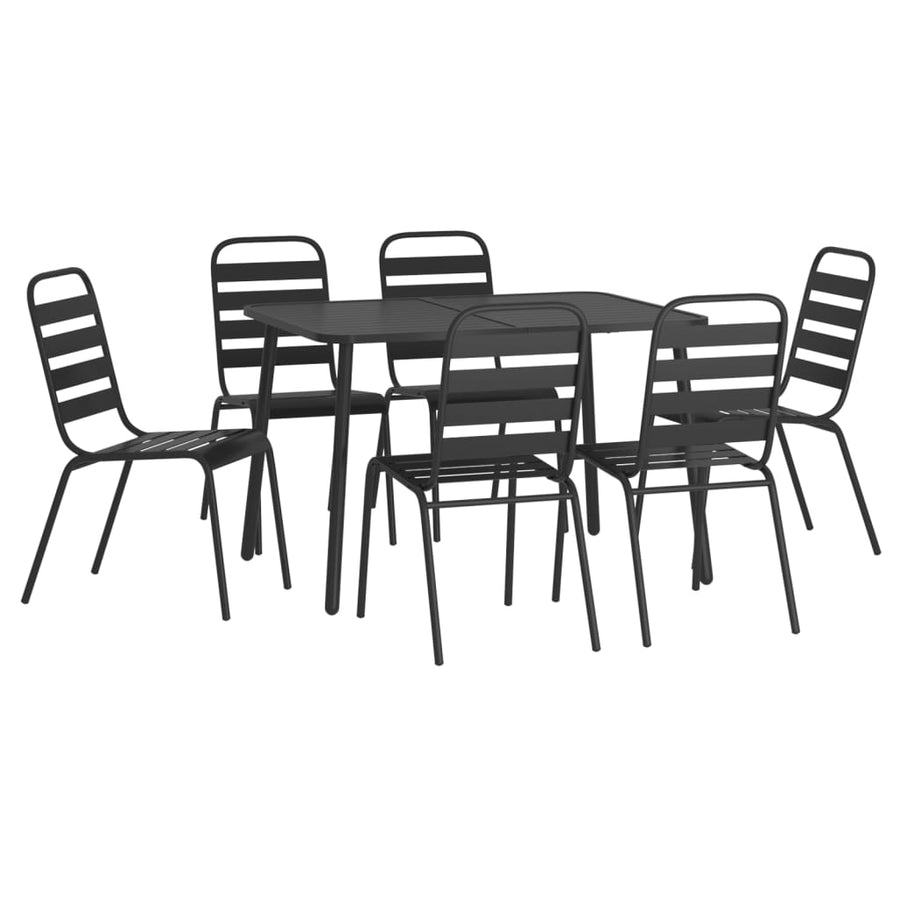 7-Delige Tuinset Staal Antracietkleurig 110 cm tafellengte